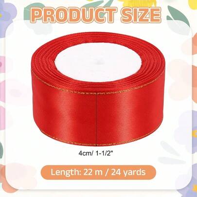 1 PC Multicolor Gift Wrapping DIY Crafts Bow Making Hair Accessories Double Gold Edge Satin Ribbon Wedding Party Holiday Decoration Supplies Handmade Material Event Decor Ribbons