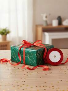 1 PC Multicolor Gift Wrapping DIY Crafts Bow Making Hair Accessories Double Gold Edge Satin Ribbon Wedding Party Holiday Decoration Supplies Handmade Material Event Decor Ribbons - red - View 15