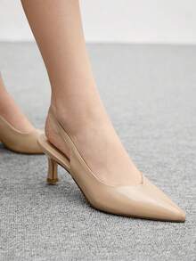 CUCCOO BIZCHIC 女士时尚黑色尖头细高跟鞋，配有踝带，适合通勤、约会、派对、办公室、工作等场合。 - 駝色 - 查看 4