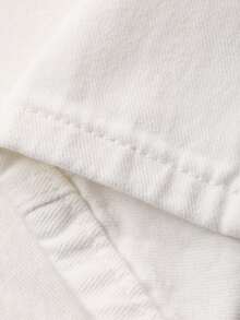 DAZY Conjunto casual de mujer con chaleco de mezclilla de frente abierto, ajustado y sin mangas, y pantalones vaqueros rectos y sueltos - Blanco - Ver 7