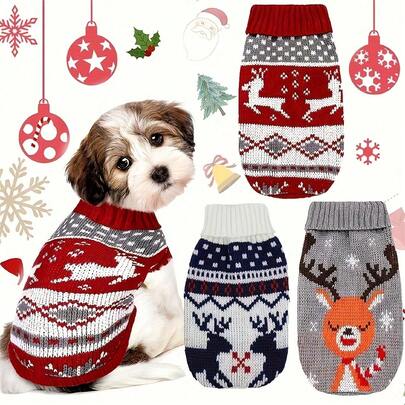 1 chiếc áo len cho thú cưng mùa Thu/Đông mới, áo len Giáng sinh cho mèo, áo len chui đầu cho chó Poodle/Corgi (Kích thước nhỏ hơn so với bình thường, nên đặt mua lớn hơn một cỡ)