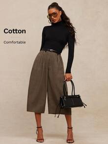 NYA SZN 女士宽松高腰褶皱休闲裤，适合商务休闲、办公室穿着、节日假日、街头风、休闲派对等场合。 - 彩色 - 查看 1
