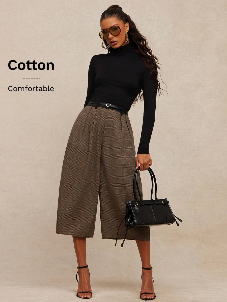 NYA SZN 女士宽松高腰褶皱休闲裤，适合商务休闲、办公室穿着、节日假日、街头风、休闲派对等场合。 - 彩色 - 查看 1