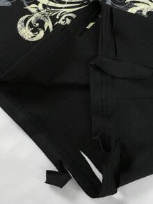 ROMWE MEN Goth Áo thun nam tay ngắn cổ tròn in hình cánh, kiểu dáng thường ngày, đa năng. - màu đen - Xem 5