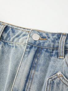 GlowEve 女士夏季休闲水洗做旧毛边牛仔短裤 - 藍色 - 查看 5