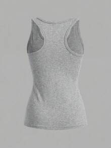 SHEIN EZwear 3件組女款工字背心上衣，瑜珈運動背心，寬肩帶無袖健身上衣，適合夏季，健身房休閒穿搭，白色、灰色、黑色 - 彩色 - 查看 7