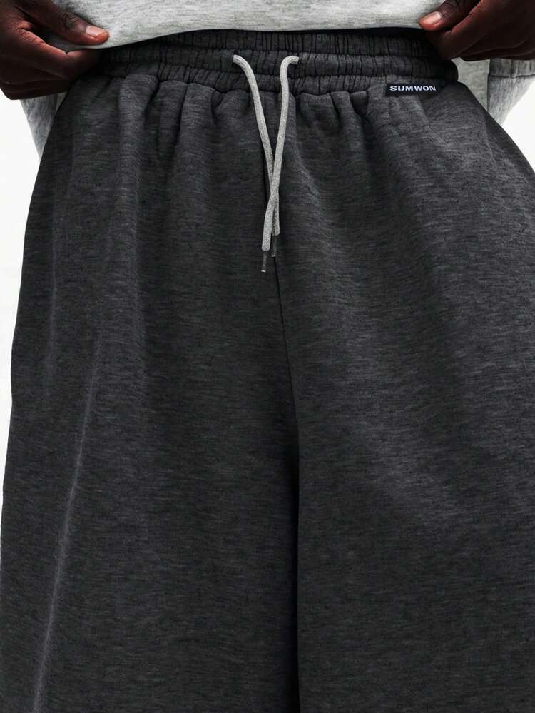 Wide Leg Cropped Sweatpants With Drawstring