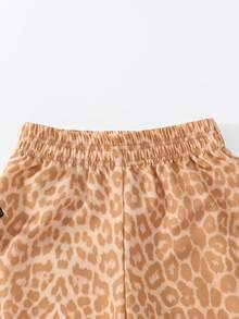 SHEIN Young Girls Spring/Summer New High Waist Leopard Print Casual Pants, Fashionable & Versatile - Multicolor - View 6