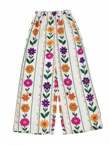 Balvessa 女士度假休闲印花阔腿裤 - 白色 - 查看 4