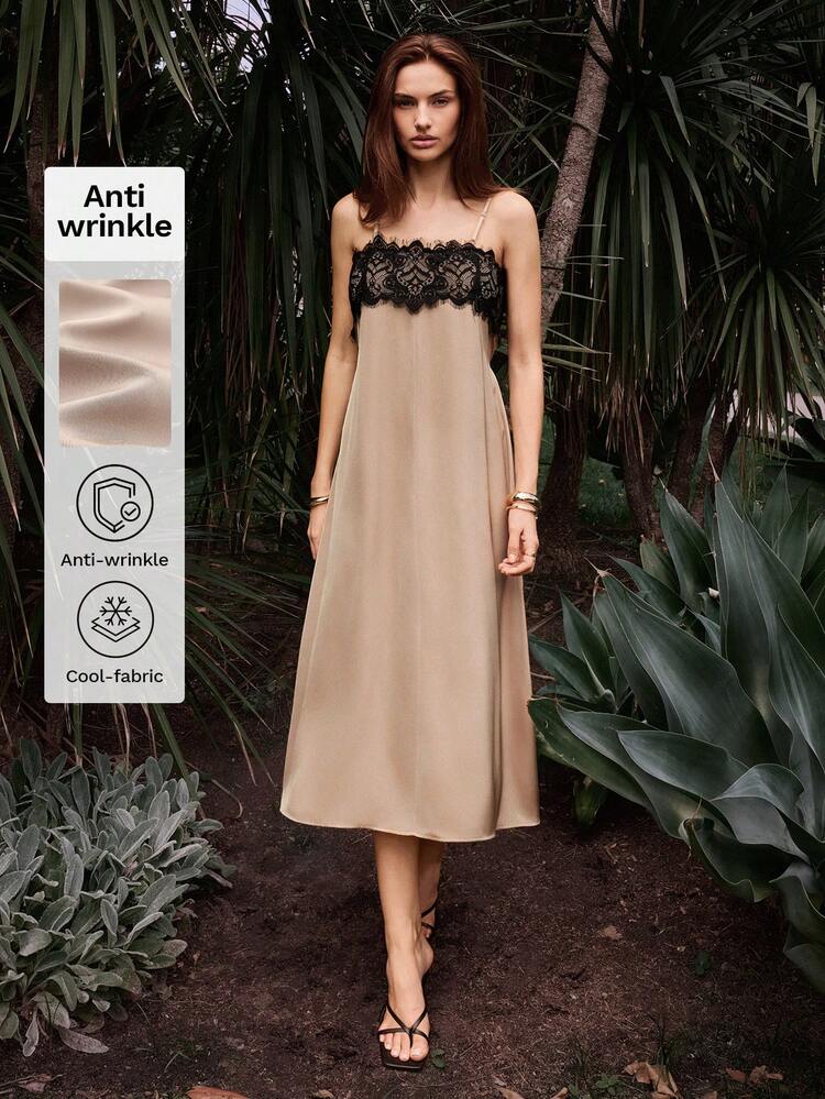 SHEIN Maija MAIJA Elegant Satin Cowl Neck Backless Sleeveless Slip Maxi Dress