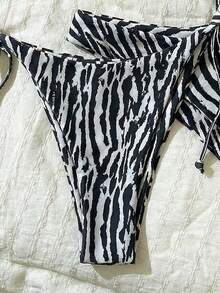 Elavelle Women's Random Print Halter High Cut 3-Piece Bikini Set, Spring/Summer - Multicolor - View 5