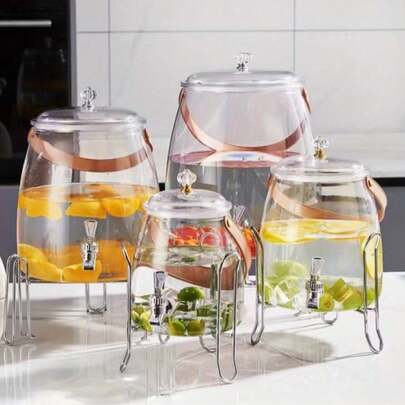 1个冷藏饮料桶、饮料分配器、冷水瓶、饮水机、带水龙头的果汁瓶、家用啤酒冰块、果汁和柠檬水分配器[不带搁板]