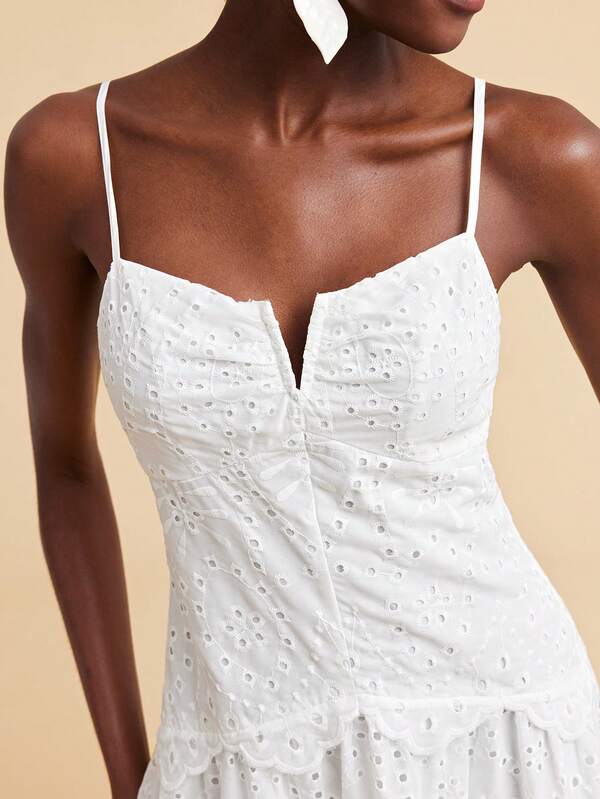 Travachic Women's Elegant Tie-Strap Dress, Suitable For Outings, Dates, Parties,White Dress,Elegant Dresses For Women,Embroidered Dress,Summer Outfits For Women