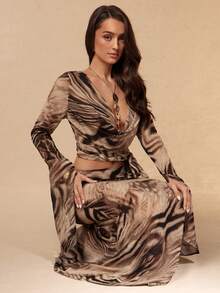 Silquee Chân váy quấn in họa tiết thường ngày dành cho nữ, thắt eo điều chỉnh được, xẻ tà, dáng suông, thích hợp cho mùa xuân, hè, thu, đi biển, nghỉ mát, dự tiệc, nhẹ nhàng và thanh lịch. - Nhiều màu - Xem 5