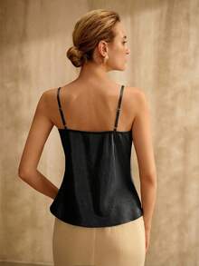 MOTF PREMIUM Top DE TIRANTES DE MUJER PRIMAVERA/VERANO CON BORDADO DE ENCAJE HIDROSOLUBLE - Negro - Ver 3