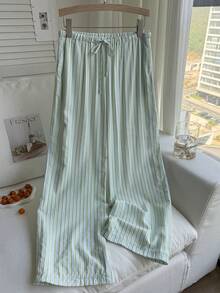 Comfortcana Pantalones casuales holgados a rayas para mujer en verano - Celeste - Ver 4