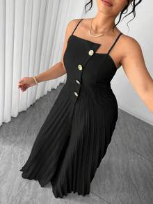 Elenzga Bộ jumpsuit nữ cỡ lớn thanh lịch với cổ áo bất đối xứng, xếp ly, ống rộng, quần ống loe thắt eo, phù hợp cho lễ tốt nghiệp, ngày lễ, Ngày Valentine, lễ hội âm nhạc, Ngày của Mẹ, Halloween, Lễ Tạ ơn, Lễ Phục sinh, Ngày Quốc khánh, dạ hội, hẹn hò, tiệc tùng, đám cưới, dã ngoại. Váy nữ giá rẻ, váy chất lượng tốt, váy mới nhất, váy nữ, trang phục trang trọng, váy xếp ly trang trọng, váy xếp ly đen nữ, váy nữ thanh lịch, váy hai dây, váy đen dài. - màu đen - Xem 4