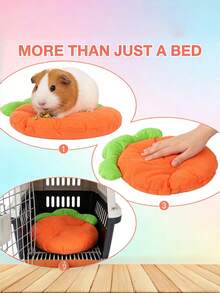 Carrot Shape Guinea Pig Bed, Small Pet Cave Bed, Warm Cozy Rabbit Hideout, Soft Plush Hedgehog Hamster Squirrel Nest House, Indoor Cage Sleeping Mat Accessory - Multicolor - View 5