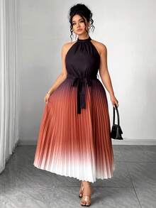SHEIN Clasi CURVE Elegant Summer Vacation Dress For Plus-Size Ladies - Black - View 8