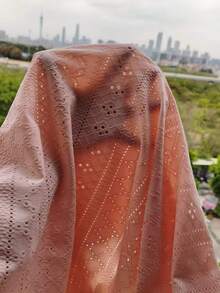 SHEIN LUNE 节日派对服装：镂空刺绣蝴蝶袖T恤 - 粉色 - 查看 7