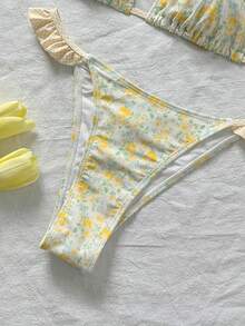Swim Mod Conjunto de bikini de 2 piezas con estampado tropical, casual para vacaciones - Multicolor - Ver 4