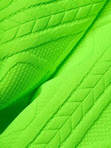 Manfinity Homme 2pcs/Set Men Neon Green Geometric Textured Short Sleeve Shirt And Shorts - Green - View 3