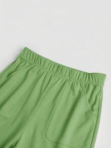 TaskEZ Solid Color Short Sleeve Pocket Top And Pants Scrub Uniform Set - Green - View 11