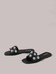 Ladies, Buckles, Trim, Flat Sandals Holiday Travel Essential Boho Cowgirl Outfit - Black - View 7