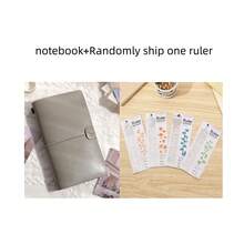 1 pieza Cuaderno de encuadernación creativa con marcador de metal, incluye papel kraft + papel cuadriculado + bolsa de almacenamiento de PVC, adecuado para diarios, diario de viaje vintage portátil, papelería estudiantil - Multicolor - Ver 15