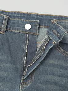 SHEIN Explorewe Y2K Fashion Heavy Washed Flare Stretch Jeans For Teen Girl Summer Holiday - Medium Wash - View 5
