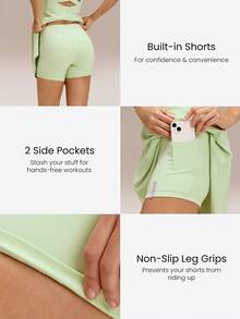 GLOWMODE FeatherFit™-Air Peekaboo Mini Dress With Built-In Shorts Pocket Square Neck Anti-Slip Crisscross Quick Dry Moisture Wicking Spring - Hunter Green - View 5