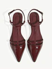 CUCCOO CHICEST 法式复古豹纹平底休闲鞋，简约时尚，适合日常穿着 - 酒紅色 - 查看 8