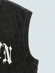 Modcrash Hemo, Men's Street Graphic Tank Top, Slightly Stretchy Washed Black Crew Neck Casual Tank Top For Daily Wear - Black - View 5