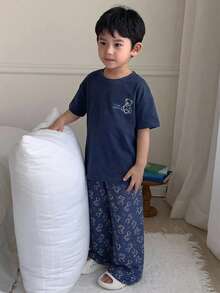 Dazy Kids 儿童秋季服装 男童家居服 T 恤裤套装 夏季 - 藏蓝色 - 查看 5