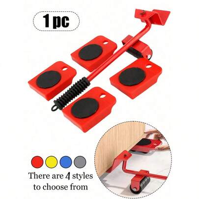 2/5件套重型家具搬运工具套装 - 防刮地板滑垫，适用于木地板/瓷砖/地毯 | 专业沙发/梳妆台/冰箱搬运系统 | 公寓搬迁、宿舍布置及房屋装修必备 | 符合人体工学的杠杆式升降器，适合单人搬家者、老年人及家居装修人士