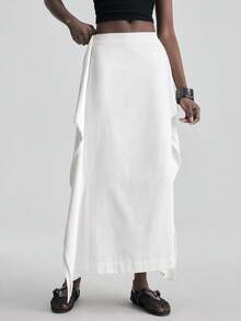 Ontre 女士象牙色纸质A字裙，优雅适合婚礼宾客，简约浪漫的法式风情，奢华都市时尚商务休闲办公装，低调复古高端通勤装，适合乡村音乐节、假日、复活节、暑假等场合。 - 白色 - 查看 4