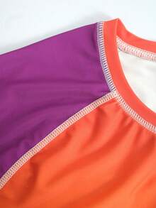 Manfinity Swimmode Áo chống nắng tay raglan phối màu chuyển sắc dành cho nam, đồ bơi mùa hè. - Màu Cam san hô - Xem 7