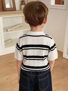 Dazy Kids 儿童秋季服装 男童条纹短袖毛衣 夏季 - 黑與白 - 查看 5