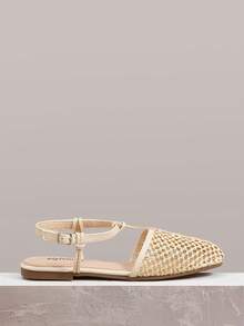 Styleloop 女士鞋履 假日风编织鞋 面条带女士平底鞋 假日风穿搭 波西米亚风穿搭 美式复古风 波西米亚风 西部风 音乐节穿搭 派对穿搭 平底女鞋 - 米色 - 查看 2