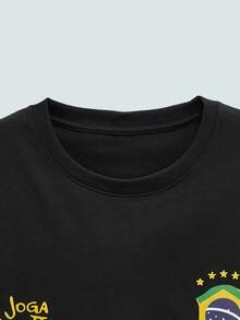 Modcrash 男士图案T恤，复西足球球衣 - 传奇10号，休闲足球迷服装，足球球衣，100%涤纶透气针织面料，常规版型圆领设计，复古美式，男女皆宜，宽松夏季服装 - 适合日常穿着和夏季度假穿着。 - 黑色 - 查看 3