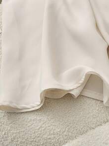 Franclia Women's Spring/Summer New Apricot Pearl Button Embroidered Collar Sleeveless Cinched Waist Casual Midi Dress, Suitable For Outing, Vacation, Holiday, Commute, Date, Afternoon Tea Elegant White Dress White Elegant Dress White Midi Dress Embroidered Collar Dress Sleeveless Midi Dress Pearl Dress Dress Spring Fashion Dress Dress Summer Cream Dress - Apricot - View 5