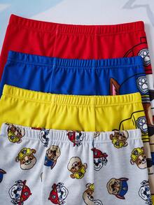 SHEIN | PAW Patrol 4 chiếc quần boxer cho bé trai, màu xám, xanh dương, đỏ, vàng với hình ảnh chú cún con dễ thương. - Nhiều màu - Xem 8