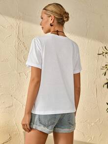 Bóhologie Áo thun nữ chất liệu cotton cao cấp mềm mại, dáng rộng, thêu hoa nhiều màu sắc, thích hợp mặc hàng ngày, phong cách đường phố. Chất liệu vải cotton tự nhiên. - trắng - Xem 2