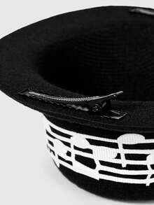 1 pieza Clip de pelo con nota musical, clip de pelo lindo y dulce con mini sombrero negro, accesorios de pelo hechos a mano para fiesta de té estilo Lolita - Lunares en blanco y negro - Ver 4