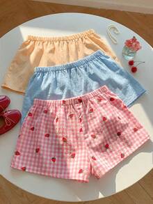 Set de 3 pantalones cortos sueltos y casuales con cintura de atar para mujer - Multicolor 11 - Ver 2