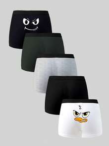 5pcs/Pack Tween Boy Casual Comfortable Cartoon Pattern Boxer Briefs - Multicolor - View 2