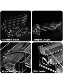 1 Pc Multilayer Reinforced Pyramid Stand Clear Acrylic Cosmetic Organizer Storage Rack For Perfume Skincare Makeup Display Shelf Living Room Bathroom Bedroom Home Decor - Clear - View 11