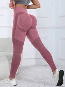 With My Calm Women's High Waist Seamless Leggings, Equestrian Wear - Burgundy - View 3