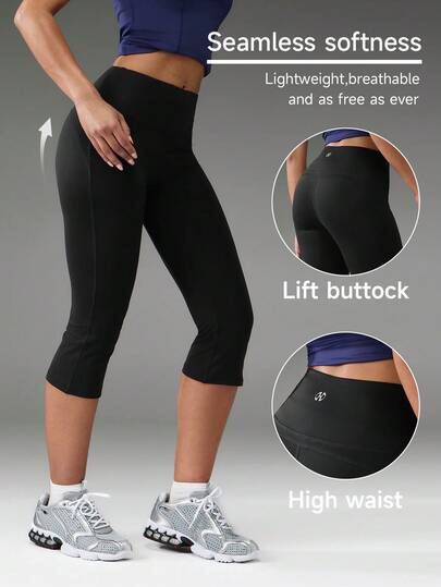 Normani 女士纯色高腰休闲百搭修身七分裤