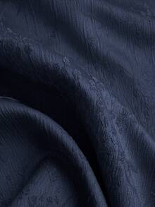 Franclia 女士优雅红色提花缎面纽扣前开襟连衣裙，适合新年庆祝活动，女士优雅服饰，高品质连衣裙，女士正装，女士连衣裙，优雅经典 - 藏蓝色 - 查看 3